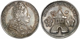 (1720). Austria. Carlos VI. Tournai. Jetón. (D. 4819) (MHE. 466, mismo ejemplar). 7,40 g. Ø33 mm. Plata. Grabador: P.L. Roettiers (Forrer V, 191). MBC...