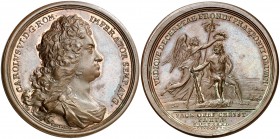 1731. Austria. Carlos VI. Paz de Viena. (MHE. 457, mismo ejemplar). 23,60 g. Ø42 mm. Bronce. Grabador: G.W. Vestner (Forrer VI, 252-257). Bella. Parte...