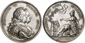 1757. Austria. Francisco I y María Teresa I. Batalla de Kolin. (MHE. 480, mismo ejemplar). 40,30 g. Ø48 mm. Plata. Grabador: A. Moll (Forrer IV, 121-1...