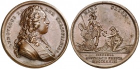 1733. Francia. Luis XV. Guerra con Austria: Conquista del Milanesado. (MHE. 602, mismo ejemplar). 37,15 g. Ø41 mm. Bronce. Grabadores: J. Duvivier (an...