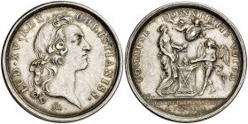 1747. Francia. Luis XV. Segunda boda del Delfín. (MHE. 592, mismo ejemplar). 11,35 g. Ø30 mm. Plata. Grabador: F.J. Marteau (Forrer III, 587). MBC+.