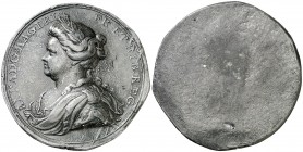 (1701). Gran Bretaña. Ana. Prueba del busto de Crocker de la Reina Ana. (MHE. 678, mismo ejemplar). 15,25 g. Ø33 mm. Plomo. Grabador: J. Crocker (Forr...