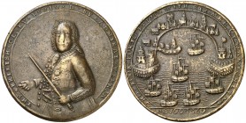 1739. Gran Bretaña. Jorge II. Almirante Vernon - Batalla de Portobello. (MHE. 697, mismo ejemplar). 15,16 g. Ø38 mm. Latón. Ex International Coin Exch...