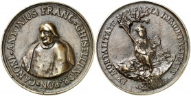 (¿1684?). Italia. Bolonia. Antonio Francesco Ghiselli. (MHE. 715, mismo ejemplar). 304 g. Ø95 mm. Bronce fundido de época. Rara. MBC.