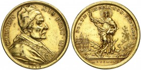 1731. Italia. Estados Papales. Clemente XII. Contra la herejía. (Lincoln 1769) (MHE. 726, mismo ejemplar). 13,10 g. Ø32 mm. Plata dorada. MBC+.