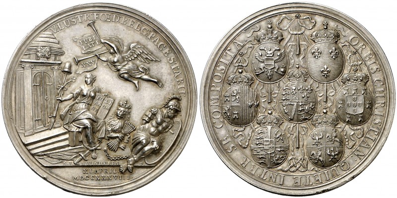 1738. Países Bajos. 25 años de la Paz de Utrecht. (MHE. 777, mismo ejemplar). 62...