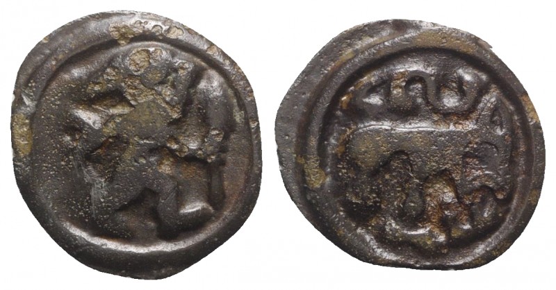 Celtic, Northeast Gaul. Remi, c. 100-50 BC. Potin Unit (21mm, 4.16g, 9h). Figure...