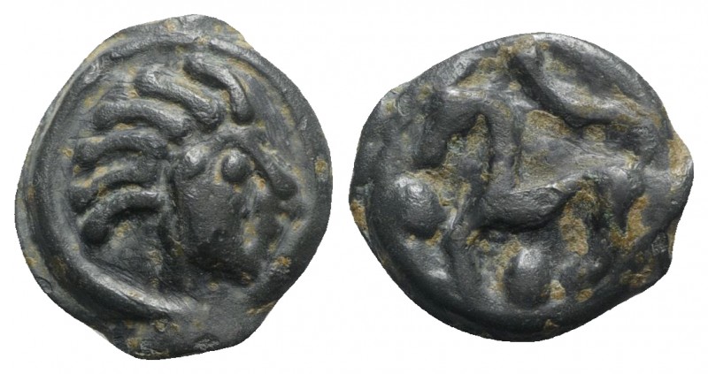 Celtic, Northwest Gaul. Senones, c. 100-50 BC. Potin Unit (19mm, 5.70g, 3h). Sty...