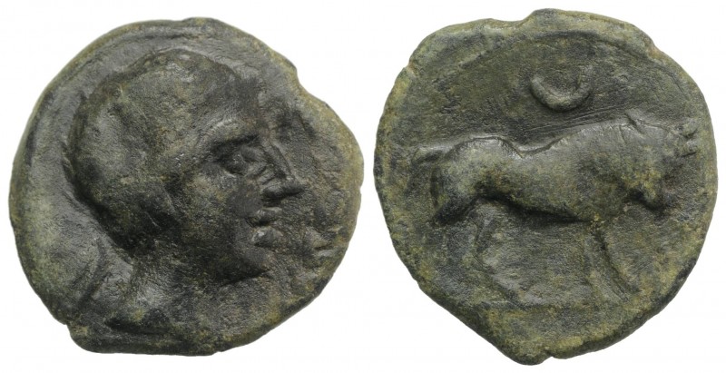 Spain, Castulo, late 2nd century BC. Æ Half Unit - Semis (20mm, 5.03g, 11h). Dia...