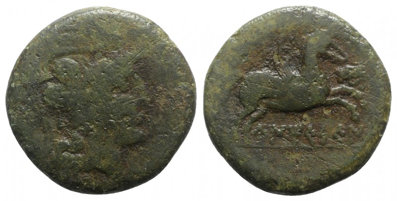 Spain, Emporion (as Untikesken), mid 2nd century BC. Æ As (32mm, 19.18g, 3h). He...