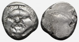 Etruria, Populonia, c. 3rd century BC. AR 20 Asses (19mm, 8.31g). Diademed facing head of Metus; X:X below. R/ Blank. EC Group XII, Series 52; HNItaly...