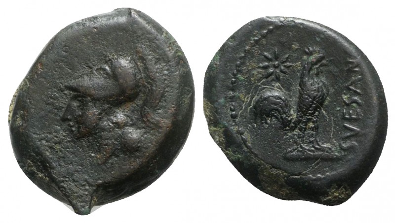 Northern Campania, Suessa Aurunca, c. 265-240 BC. Æ (21mm, 8.01g, 6h). Helmeted ...