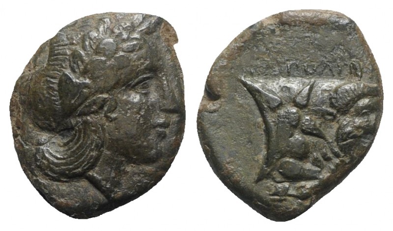 Southern Campania, Neapolis, c. 325-320 BC. Æ (16mm, 4.89g, 6h). Laureate head o...