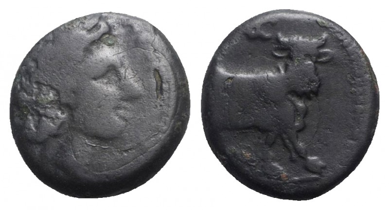 Southern Campania, Neapolis, c. 300-275 BC. Æ (14mm, 3.51g, 6h). Laureate head o...