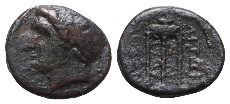 Southern Campania, Neapolis, c. 300-275 BC. Æ (15mm, 2.98g, 6h). Laureate male h...