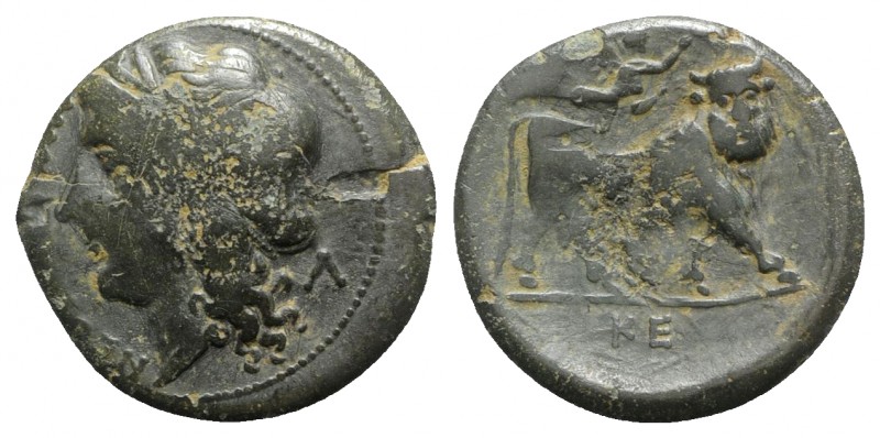 Southern Campania, Neapolis, c. 275-250 BC. Æ (20mm, 4.57g, 3h). Laureate head o...