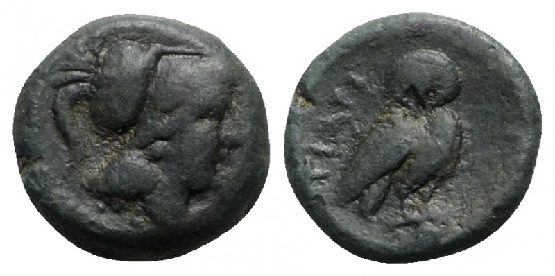 Northern Apulia, Teate, c. 225-200 BC. Æ Uncia (14mm, 3.99g, 6h). Helmeted head ...