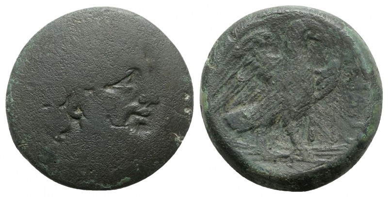 Northern Apulia, Teate, c. 225-200 BC. Æ Nummus (31mm, 26.00g, 11h). Wreathed he...