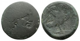 Northern Apulia, Teate, c. 225-200 BC. Æ Nummus (31mm, 26.00g, 11h). Wreathed head of Zeus Dodona r. R/ Eagle standing r. on thunderbolt; N to r. HNIt...