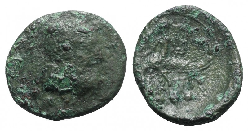 Southern Apulia, Brundisium, 2nd century BC. Æ Quadrans (17mm, 3.97g, 5h). Wreat...