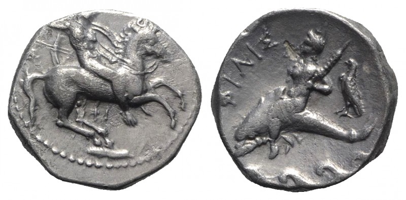 Southern Apulia, Tarentum, c. 332-302 BC. AR Nomos (20mm, 7.78g, 3h). Warrior, h...