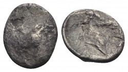 Southern Apulia, Tarentum, c. 325-280 BC. AR 3/4 obol (8mm, 0.40g, 3h). Horse's head l. R/ Horse's head r. HNItaly 981. Good Fine