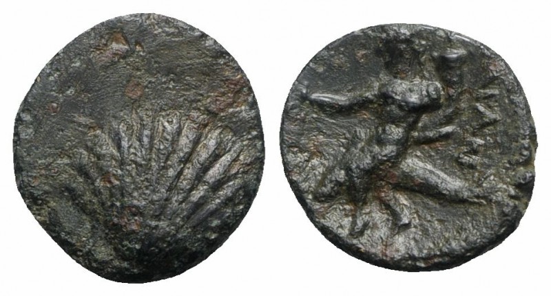 Southern Apulia, Tarentum, c. 275-200 BC. Æ (14mm, 2.61g, 1h). Shell. R/ Phalant...