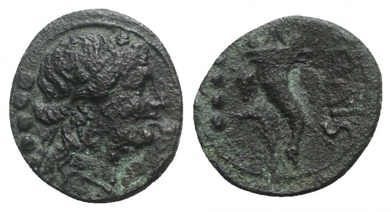 Northern Lucania, Paestum, 218-201 BC. Æ Triens (16mm, 3.25g, 9h). Female head r...