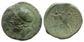 Bruttium, The Brettii, c. 214-211 BC. Æ Double Unit - Didrachm (28mm, 14.96g, 12h). Head of Ares left, wearing crested Corinthian helmet decorated wit...