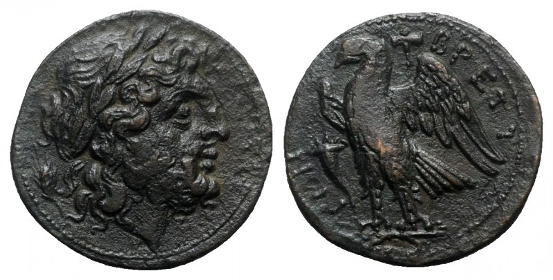 Bruttium, The Brettii, c. 214-211 BC. Æ Unit (21mm, 7.34g, 7h). Laureate head of...