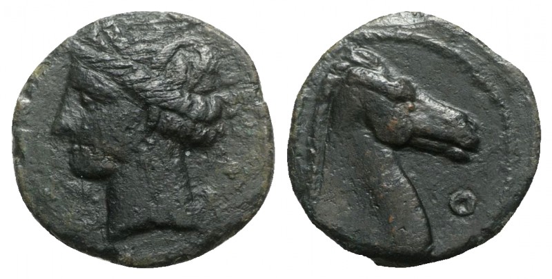 Carthaginian Domain, Sardinia, c. 264-241 BC. Æ (19mm, 4.61g, 9h). Wreathed head...