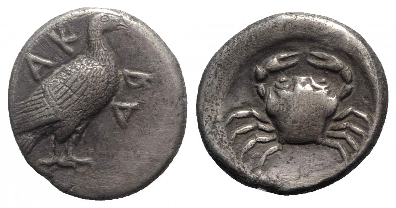 Sicily, Akragas, c. 480/478-470 BC. AR Didrachm (21mm, 8.12g, 10h). Sea eagle st...