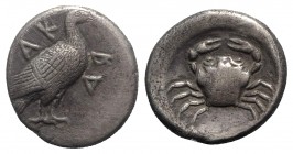 Sicily, Akragas, c. 480/478-470 BC. AR Didrachm (21mm, 8.12g, 10h). Sea eagle standing r. R/ Crab. Westermark, Coinage, Group IV, 293 (O93/R197); HGC ...