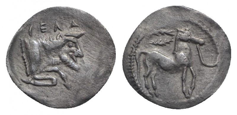Sicily, Gela, c. 465-450 BC. AR Litra (13mm, 0.53g, 6h). Horse advancing r.; wre...