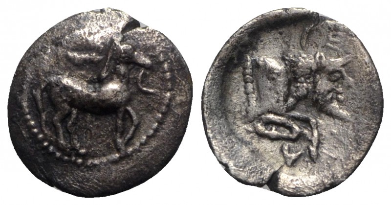 Sicily, Gela, c. 465-450 BC. AR Litra (11mm, 0.59g, 5h). Horse advancing r.; wre...