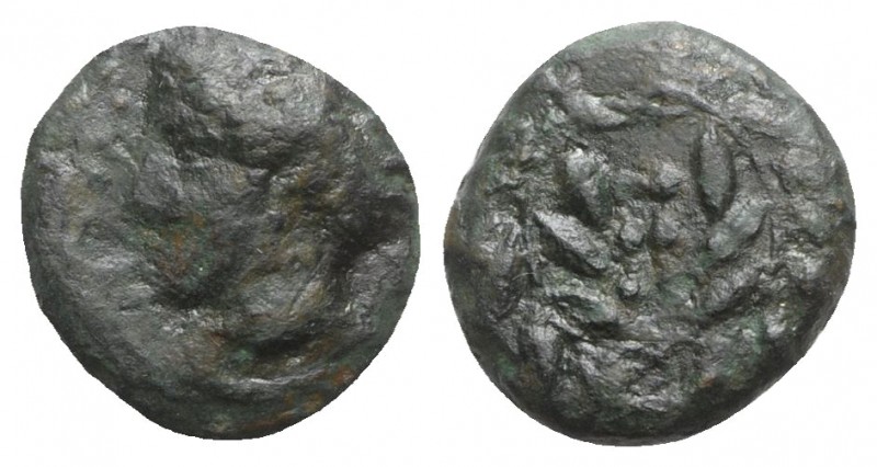 Sicily, Himera, c. 420-407 BC. Æ Hemilitron (15mm, 3.37g, 6h). Head of nymph l.;...