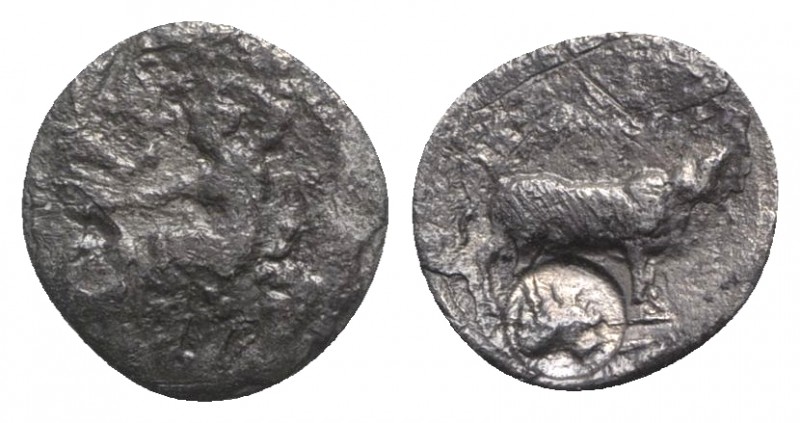 Sicily, Selinos, c. 410 BC. AR Litra (11mm, 0.60g, 12h). Nymph seated l. on rock...