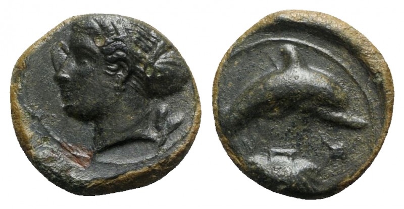 Sicily, Syracuse, c. 415-405 BC. Æ Hemilitron (14.5mm, 3.70g, 3h). Head of Areth...