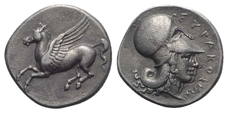 Sicily, Syracuse, 344-317 BC. AR Stater (22mm, 8.32g, 6h). Pegasos flying l. R/ ...