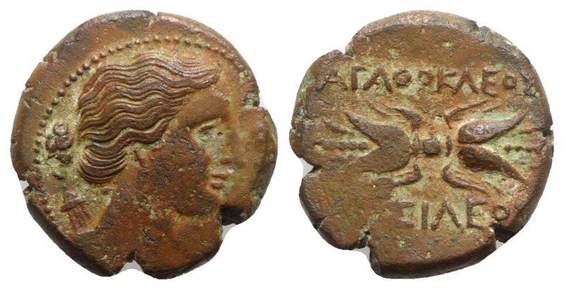 Sicily, Syracuse. Agathokles (317-289 BC). Æ Litra (22mm, 8.95g, 11h). Head of A...