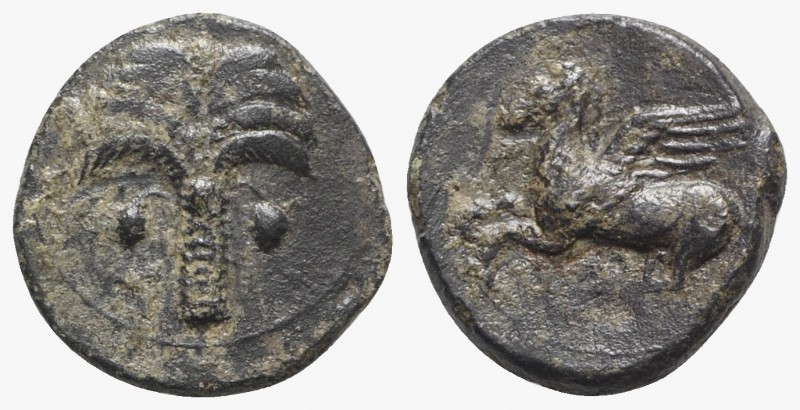 Sicily, Carthaginian Domain, c. 330-320 BC. Æ (14mm, 2.26g, 6h). Palm tree. R/ P...