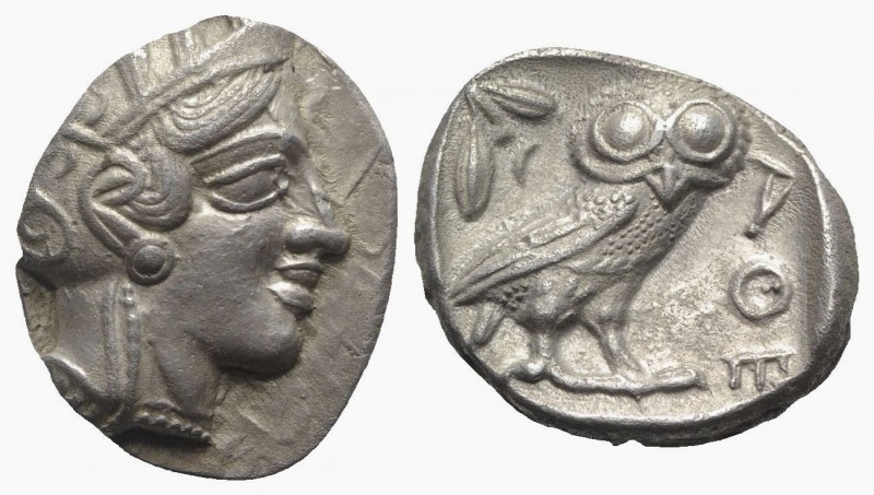 Attica, Athens, c. 454-404 BC. AR Tetradrachm (26mm, 17.02g, 9h). Helmeted head ...