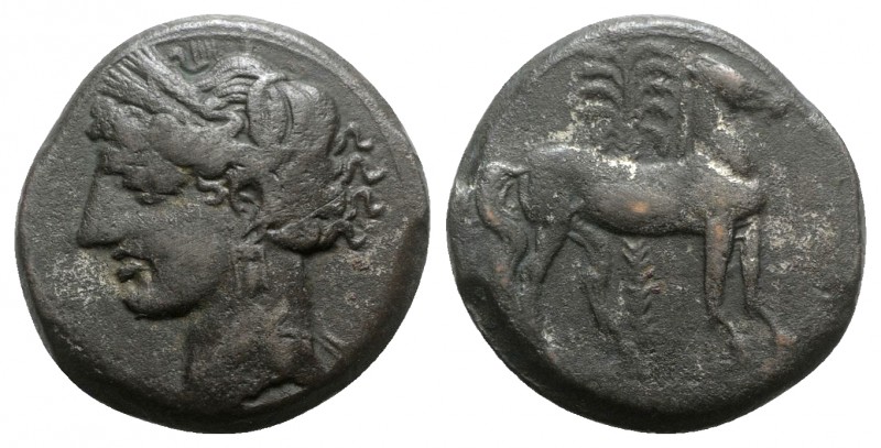 Carthage, after 241 BC. Æ Dishekel (26mm, 11.44g, 12h). Wreathed head of Tanit l...