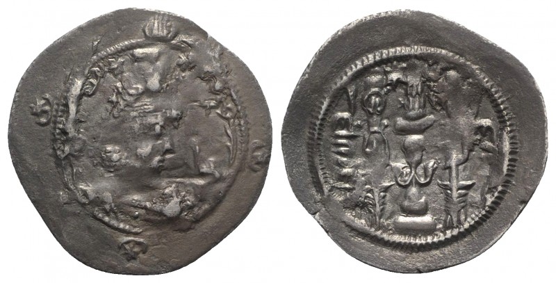 Hunnic Tribes, Hephthalites. Uncertain, c. 7th century AD. AR Drachm (31mm, 3.86...