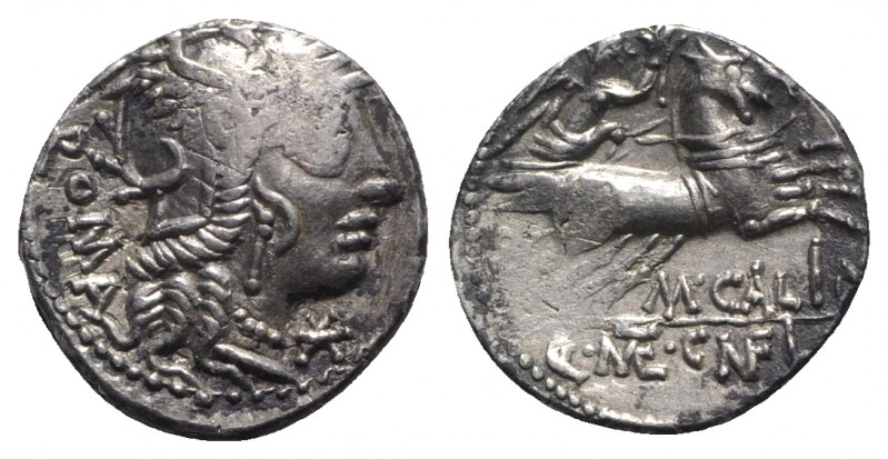 M. Calidius, Q. Metellus, and Cn. Fulvius, Rome, 117-116 BC. AR Denarius (19mm, ...