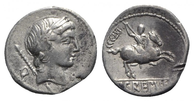 Pub. Crepusius, Rome, 82 BC. AR Denarius (16.5mm, 3.49g, 3h). Laureate head of A...