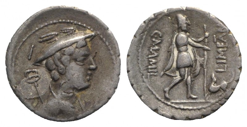 C. Mamilius Limetanus, Rome, 82 BC. AR Serrate Denarius (19mm, 3.90g, 9h). Drape...