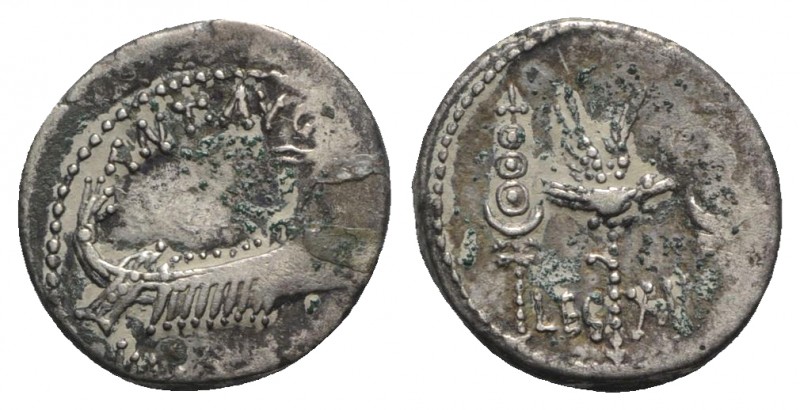 Mark Antony, Patrae(?), Autumn 32-spring 31 BC. AR Denarius (16mm, 3.74g, 6h). L...