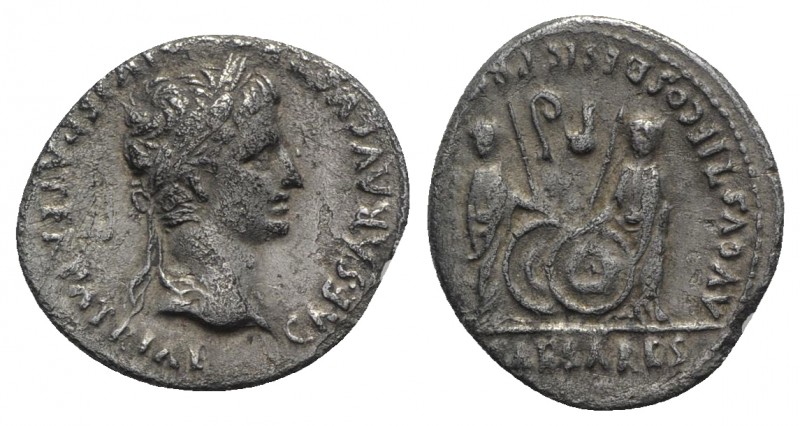 Augustus (27 BC-AD 14). AR Denarius (20.5mm, 3.57g, 5h). Lugdunum, 2 BC-AD 12. L...