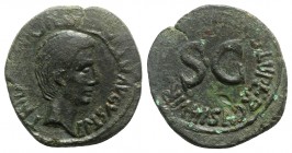 Augustus (27 BC-AD 14). Æ As (29mm, 12.36g, 1h). Rome, C. Gallius Lupercus, moneyer, 16 BC. Bare head r. R/ Legend around large S C. RIC I 379. Green ...